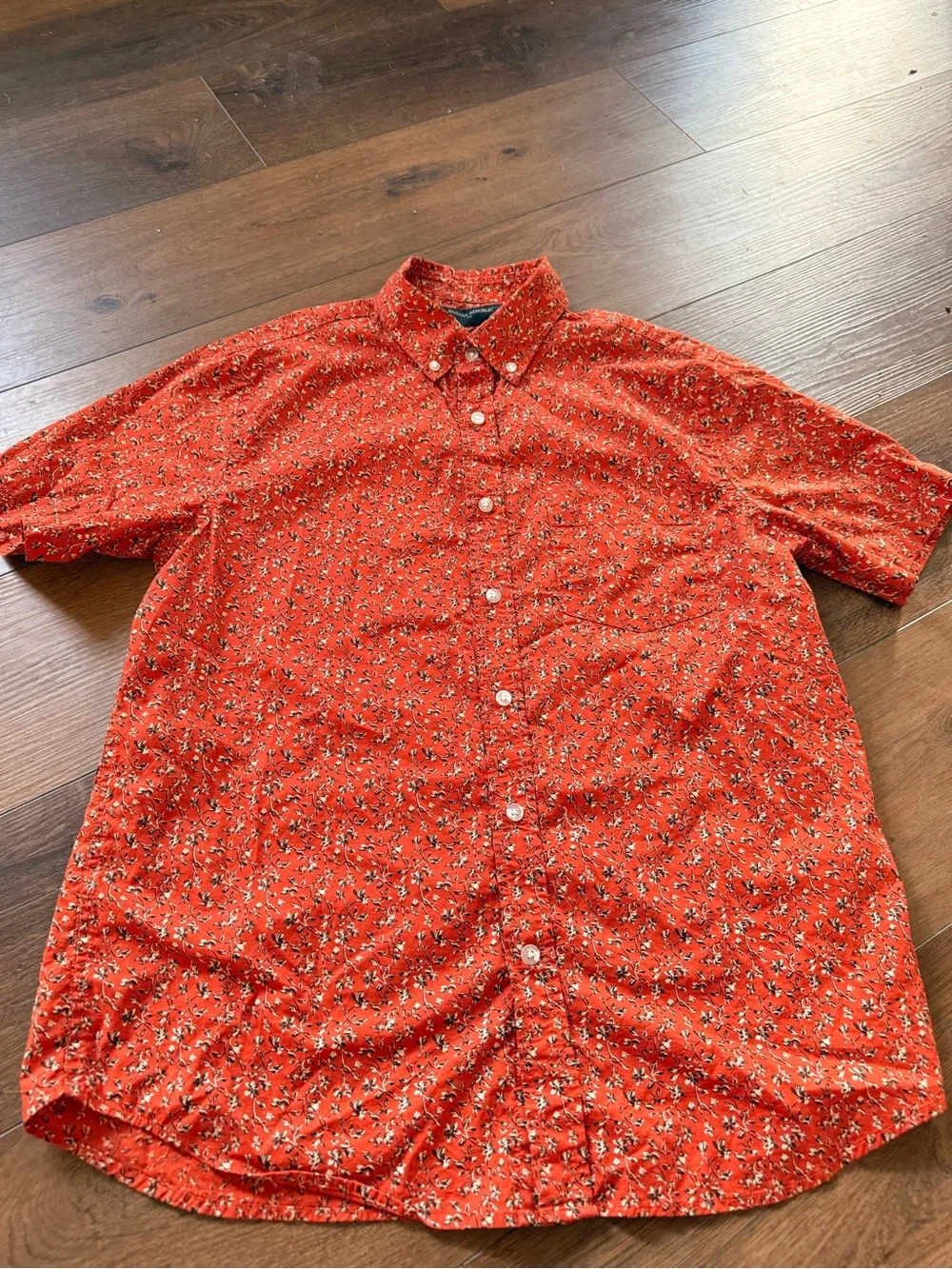 Banana Republic Men’s M Slim Orange Floral Short Sleeve Button Down